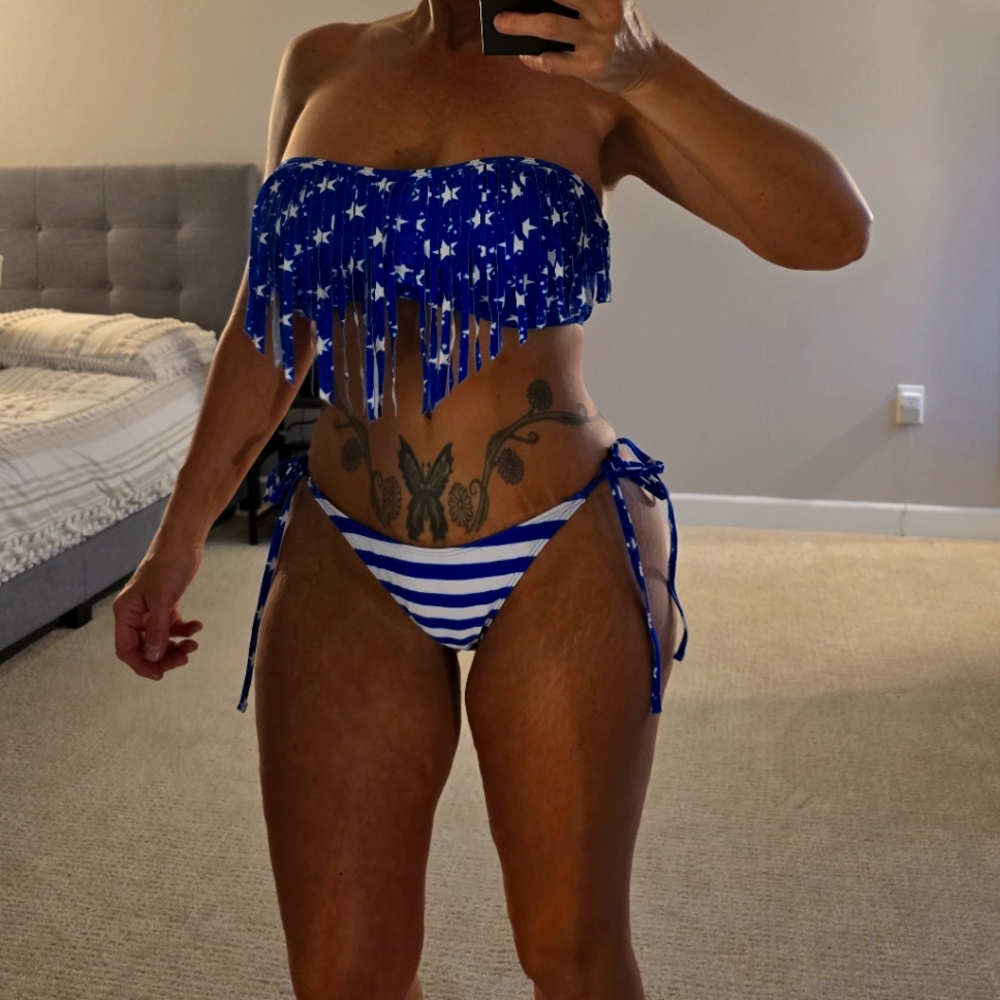Pg1 #11 Blue Star Fringe Bikini - Picture 6 of 9
